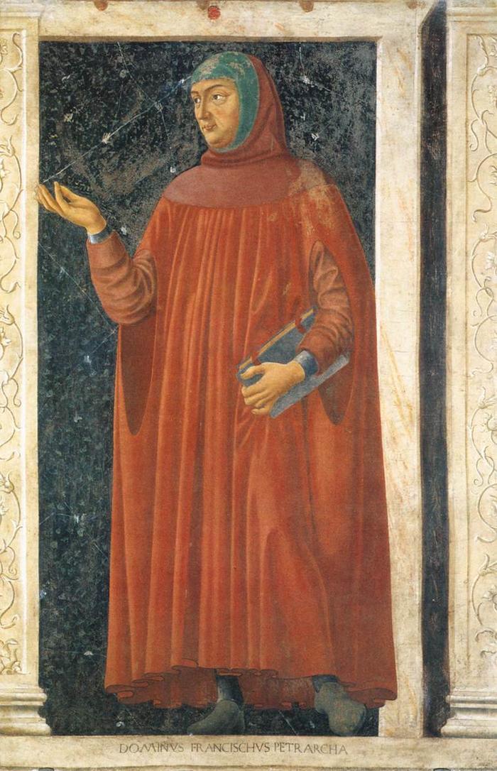 Petrarca Francesco affresco di Andrea del Castagno, circa 1450, Galleria degli Uffizi, Firenze.