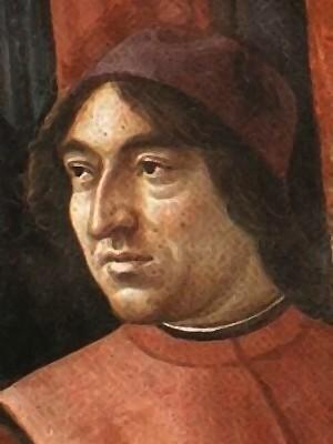 Poliziano Angelo affresco di Domenico Ghirlandaio, 1486-90, in Santa Maria Novella, Cappella Tornabuoni, Firenze.