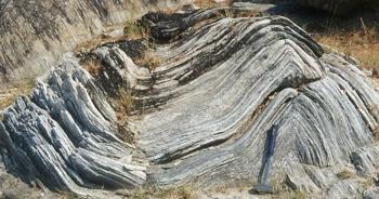 Abb. 1: offene, aufrechte Falte in mylonitischen Gneisen. © C. Dobmeier