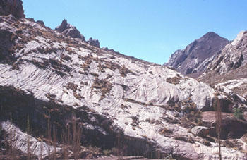 Schrägschichtung in Sandsteinen der Kreide (Potosi, Bolivien). © D. Mertmann